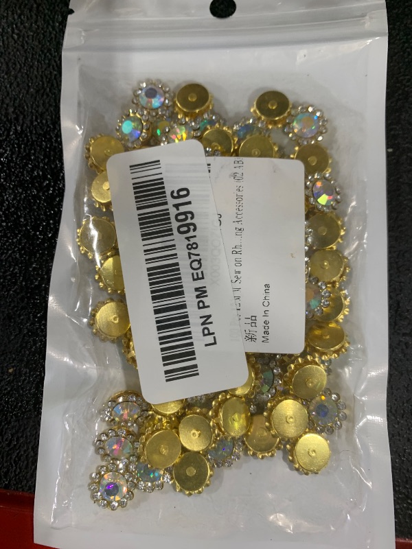 Photo 1 of 100 Pcs 12MM Sew on Rhinestones Crystals Glass Metal Base Sewing Flower Claw Rhinestones for Clothes Shoes Earring Belt Crafts Sewing Accessories (02 AB)