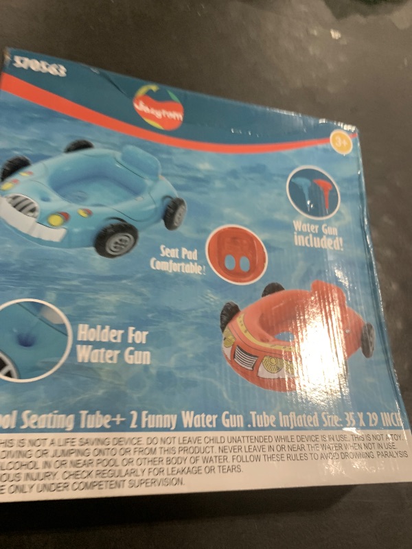 Photo 1 of 2 Pack Pool Float Kids with Water Gun Toddlers Inflatable Ride-On Swimming Pool Toys for Kids Ages 3-8 Years Outdoor Water Party