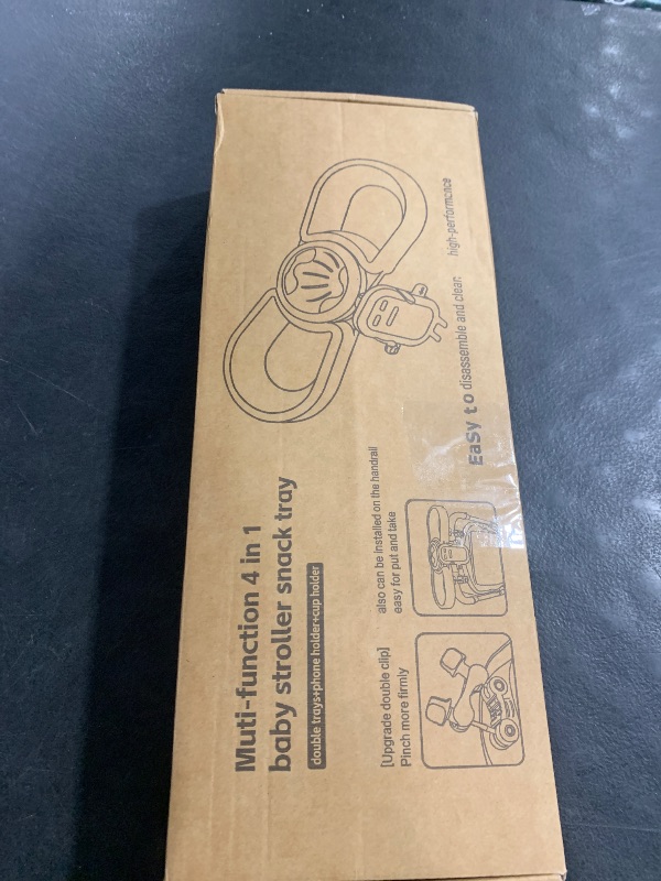 Photo 1 of Universal Stroller Snack Tray, 4 in 1 Stroller Tray Attachment with Cups Phone Holder for Baby Toddler Stroller, 360° Rotation Universal Stroller Tray Compatible with Uppababy, Baby Jogger, etc