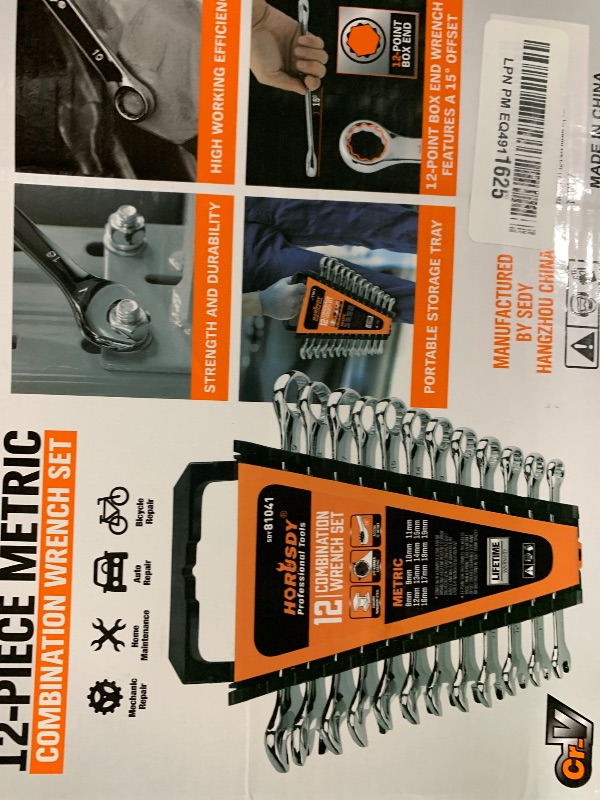 Photo 1 of HORUSDY 12-Piece Metric Wrench Set | Combination Wrench Set with Organizer | 12 Point | 8mm - 19mm | Chrome Vanadium Steel