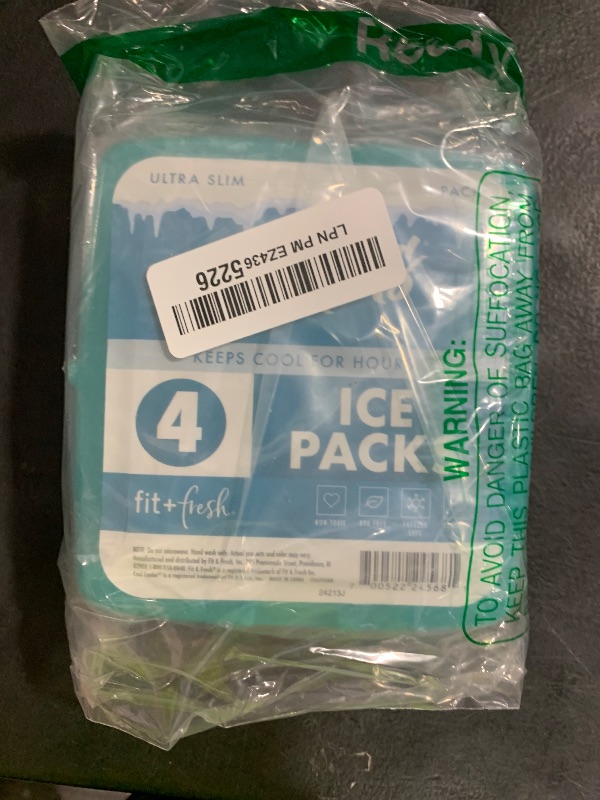 Photo 1 of Cool Coolers by Fit & Fresh 4 Pack Slim Ice Packs, Quick Freeze Space Saving Reusable Ice Packs for Lunch Boxes or Coolers, Green