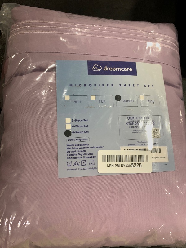 Photo 1 of DREAMCARE Queen Sheet Set – 6 pcs Cooling Bed Sheets – up to 21” Deep Pocket Queen Sheets Set – 2500 Supreme Collection – Extra Soft 100% Brushed Microfiber Hotel Luxury with Side Pocket – Lavender