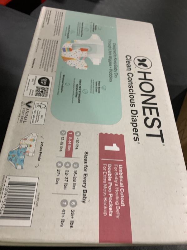 Photo 1 of The Honest Company Clean Conscious Diapers for Delicate Skin | Up to 100% Leakproof | Hypoallergenic, Fragrance Free | Summer '25 Limited Edition Prints | Club Box, Size 1 (8-14 lbs), 78 Count