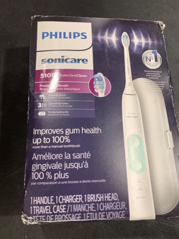 Photo 1 of Philips Sonicare ProtectiveClean 5100 Rechargeable Electric Toothbrush, with Pressure Sensor, 3 Cleaning Modes, SmarTimer and QuadPacer, 14-Day Battery Life, Travel Case, White, Model HX6857/11