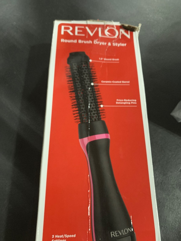 Photo 1 of REVLON One-Step Hair Dryer and Styler - Root Booster Round Brush for Styling, Dryer Brush for Fast and Easy Salon-Quality Blowout, More Shine and Less Frizz (1-1/2 in)