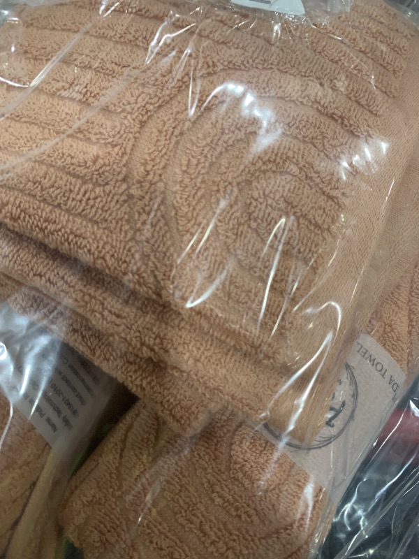 Photo 1 of Pidada Hand Towels Set of 4 Striped Pattern 100% Cotton Absorbent Soft Decorative Towel for Bathroom (Burnt Orange)