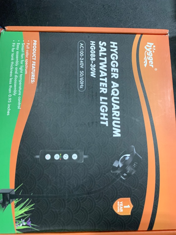 Photo 1 of hygger 30 Watts Aquarium LED Reef Light, Dimmable Full Spectrum Marine LED Fish Tank Light Saltwater Nano Aquarium LPS SPS Lighting