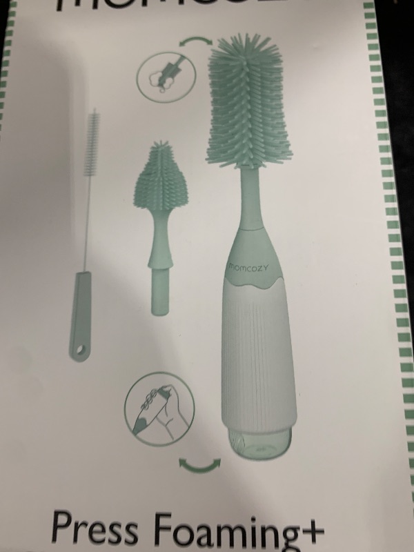Photo 1 of Momcozy Bottle Brush Kit, Innovative Push-Press Design for Better Cleaning - Baby Bottle Cleaner Brush for Baby Bottle, Breast Pumps, Nipples, and More - Can Generate Foam for Better Cleaning, Green