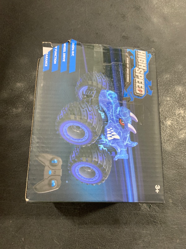 Photo 1 of AUUGUU Remote Control Car, 2.4GHz Monster Trucks Toys with Light Spray, Birthday Gift for Kids 3 4 5 6 7 8, All Terrain RC Cars, Toddler Toys for Boys Girls 3+ Year Old
