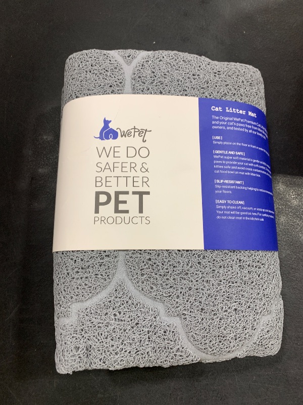 Photo 1 of WePet Cat Litter Box Mat, Kitty Premium PVC Pad, Durable Trapping Rug, Phthalate Free, Urine-Resistant, Scatter Control, XXL 47 x 36 Inch, Cadet Grey