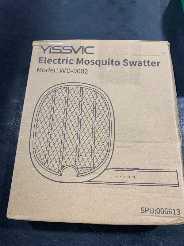 Photo 1 of YISSVIC Electric Fly Swatter Foldable Bug Zapper Racket 2 in 1 Mosquito Killer with Purple Attractant Light Rechargeable 1800mAh for Indoor Home Backyard Patio Camping