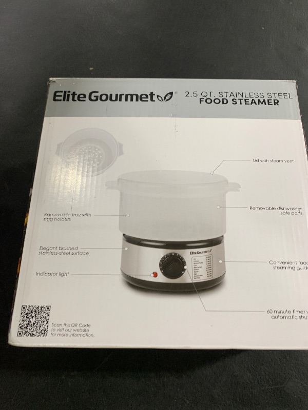 Photo 1 of Elite Gourmet EST250 2.5 Quart Electric Compact Mini Food Vegetable Steamer, 400W with BPA-Free Tray, Auto Shut-off 60-min Timer, Veggies, Seafood, Chicken, Egg Cooker and more
