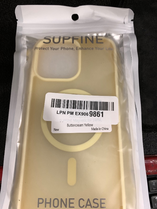 Photo 1 of SUPFINE Magnetic for iPhone 14 Pro Max Case (Compatible with MagSafe) (Military Grade Drop Protection) Slim Translucent Matte Shockproof with Anti-Fingerprint Phone Case,Buttercream Yellow