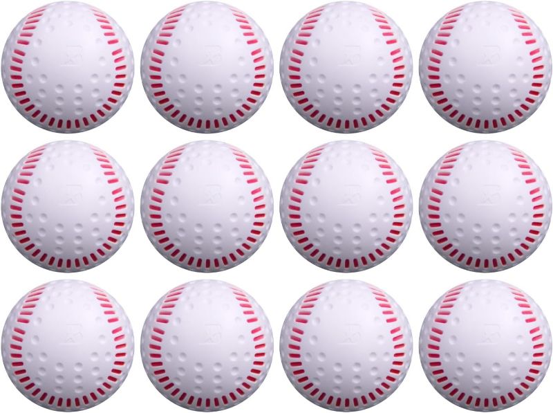 Photo 1 of Baden White Dimpled Baseballs with Red Seams | High-Durability for Pitching Machines, Consistent Training, 12-Pack
