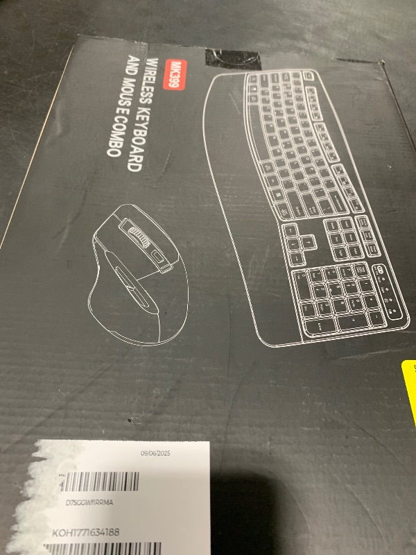 Photo 1 of Wireless Keyboard and Mouse Combo, 2.4G Full Size Wave Keys Ergonomic Keyboard with Wrist Rest and 3-Level DPI Adjustable Wireless Ergonomic Mouse for Windows, Mac OS Desktop/Laptop/PC(Black)