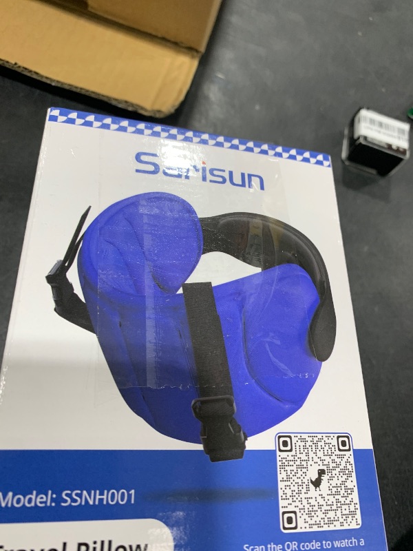 Photo 1 of SARISUN Travel Pillows for Airplanes, Airplane Pillow for Long Flight, Airplane Head Strap with Eye Mask for Sleep, Travel Neck Pillow for Car Road Trip, 360° Support Headrest, Stop Bobblehead, Black