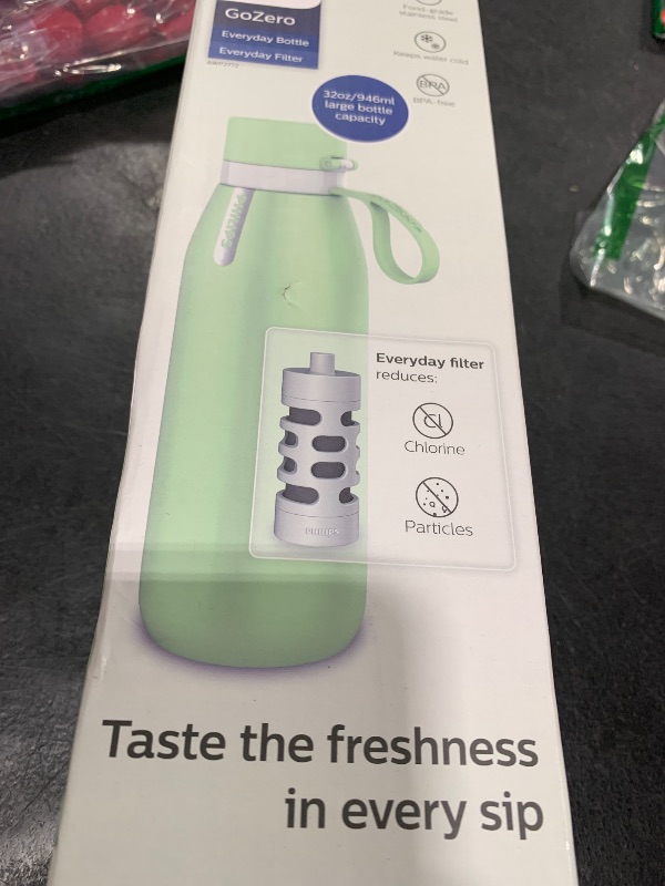 Photo 1 of PHILIPS Water Bottle with Filter, Filter Water Bottle Stainless Steel with GoZero Everyday BPA-Free Tap Water Filter, Water Filter Bottle Keep Drink Cold 24 Hours, 1 Filter for 40 gal / 2 Months