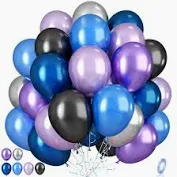 Photo 1 of 55PCS Outer Space Balloons Metallic Black Purple Silver Balloons Blue and Purple Latex Balloons Pearl Blue Black Balloons for Kids Boys Astronaut Space Birthday Party Decorations
