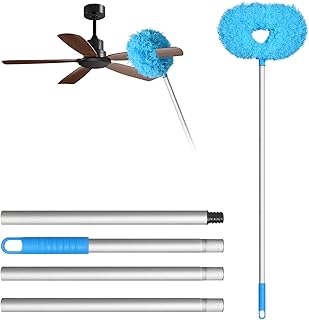 Photo 1 of Storystore Ceiling Fan Cleaner Duster with Extension Pole, Adjustable from 13 to 49.7 Inches, Removable Fan Blade Cleaner (Blue)
