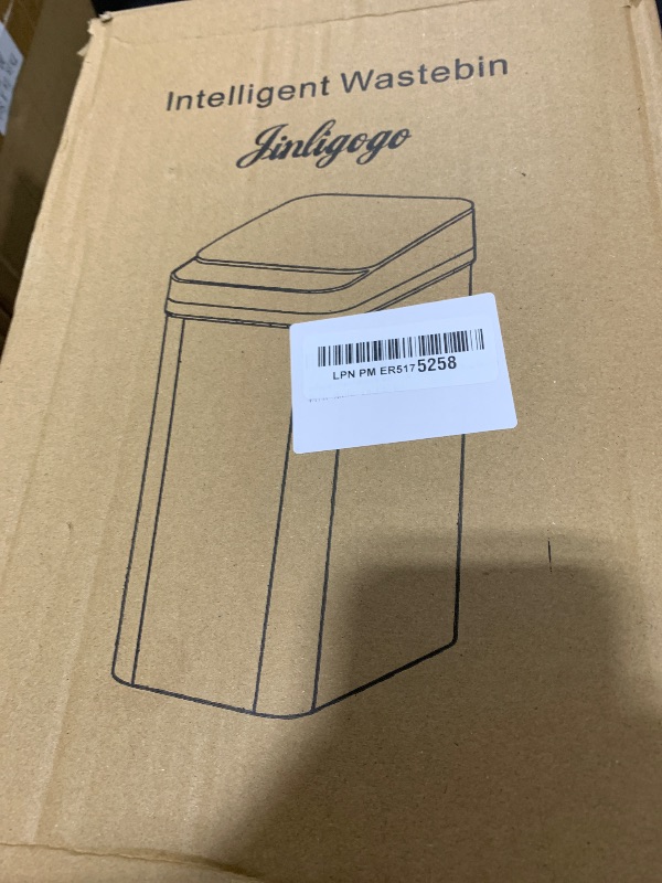 Photo 1 of jinligogo 2Pack Bathroom Small Trash Can with Lid, 2.6 Gallon Touchless Automatic Garbage Can Slim Waterproof Motion Sensor Smart Trash Bin for Bedroom, Office, Living Room -White