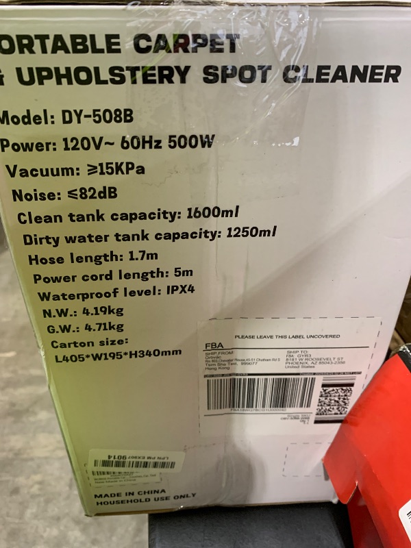 Photo 1 of WURESE Portable Carpet Cleaner Machine, Carpet Shampooer, 15Kpa Upholstery Cleaner with 3 Tools, 54oz Large Water Tank, 16.4ft Power Cord, Spot and Stain Deep Cleaner for Rug, Couches, Car,azure