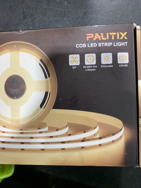 Photo 1 of PAUTIX COB LED Strip Light 16.4ft,Engineering Level UL Listed Warm White 2700K,CRI93+ Super Bright High Lumen,Dimmable 24V Flexible LED Tape Light with RF Remote,for Cabinets,Home&Office DIY Lighting