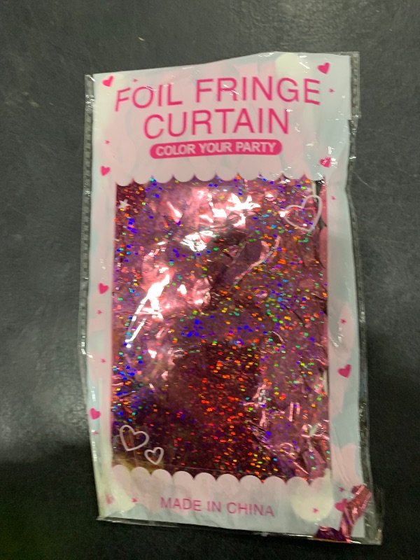 Photo 1 of Pink Streamers Fringe Backdrop Tinsel Foil Fringe Curtains Wavy Backdrop for Parties Sparkle Metallic Wavy Foil Fringe Backdrop Curtain Photo Booth Props for Birthday Wedding