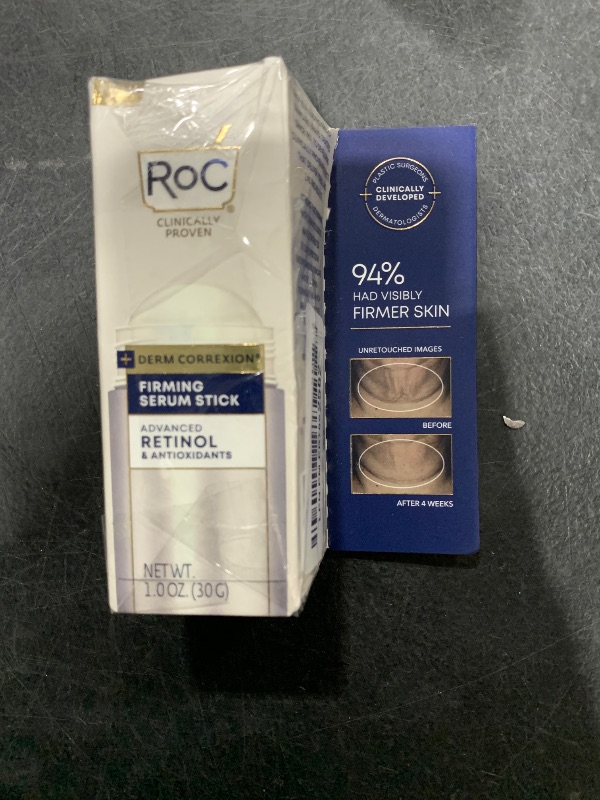 Photo 1 of RoC Derm Correxion Retinol Firming Serum Stick with Antioxidants to Visibly Tighten and Firm Wrinkles and Laugh Lines 1.0 oz plus Retinol Eye Cream Packette