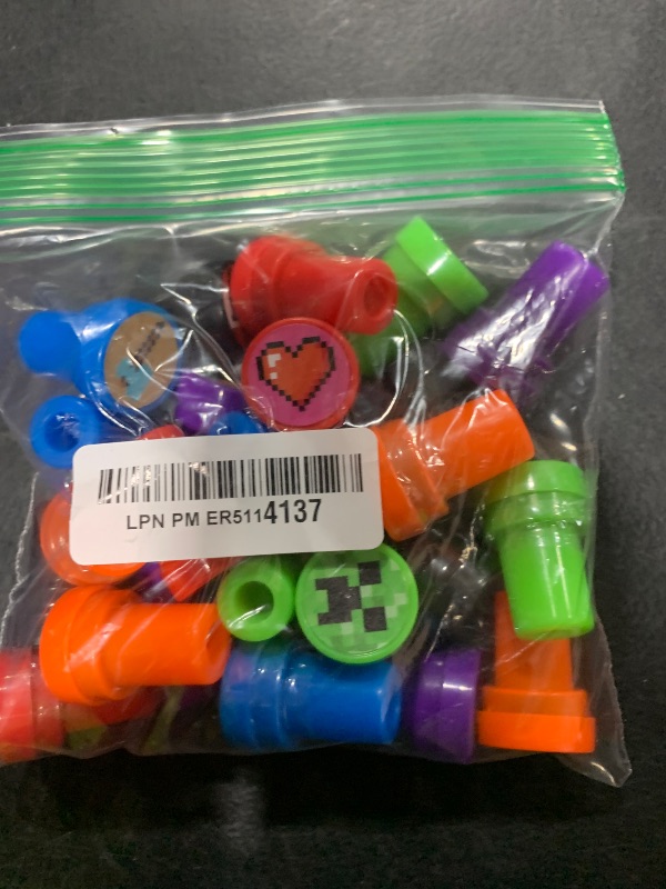 Photo 1 of 24Pcs Pixel Miner Themed Stampers, Mine Pixel Craft Party Supplies Gifts, Ideal for Classroom Rewards Prizes Goody Bag Treat Bag Stuffers