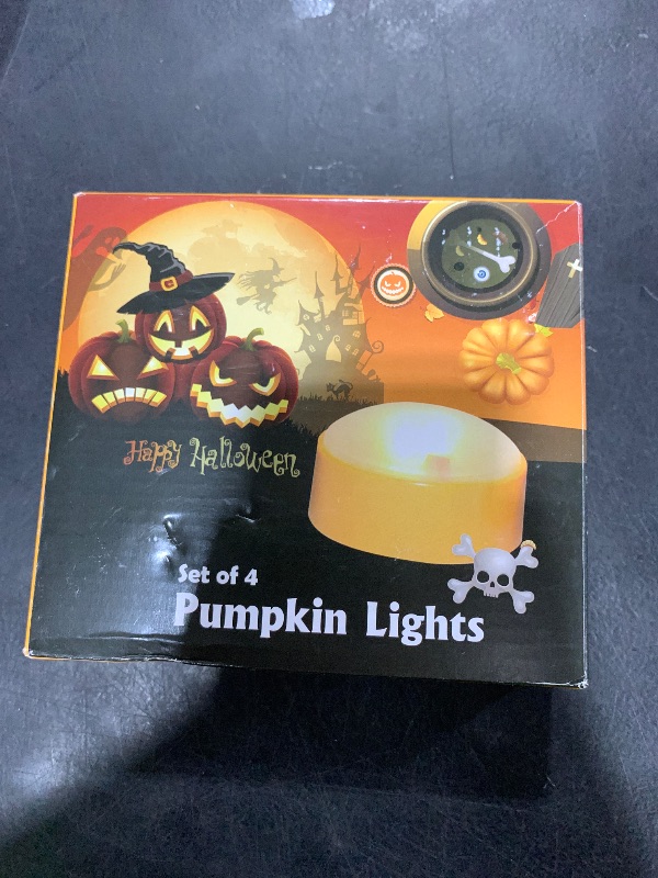 Photo 1 of HOME MOST 4-Pack Halloween LED Pumpkin Lights Battery Operated - Orange Pumpkin Lights with Timer and Remote Halloween Decor - Jack-O-Lantern Decoration Outdoor
