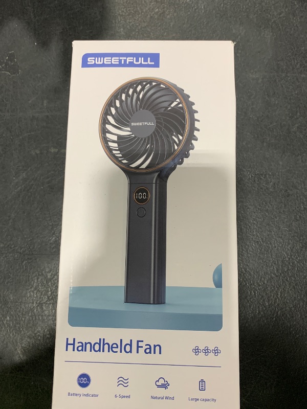 Photo 1 of SWEETFULL Handheld Portable Fan, 5000mAh Rechargeable Battery, 6 Speed Wind, LED Digital Display, Foldable Electric Personal Mini Travel Fan with Backup Power, Summer Essentials Gifts for Women Girl