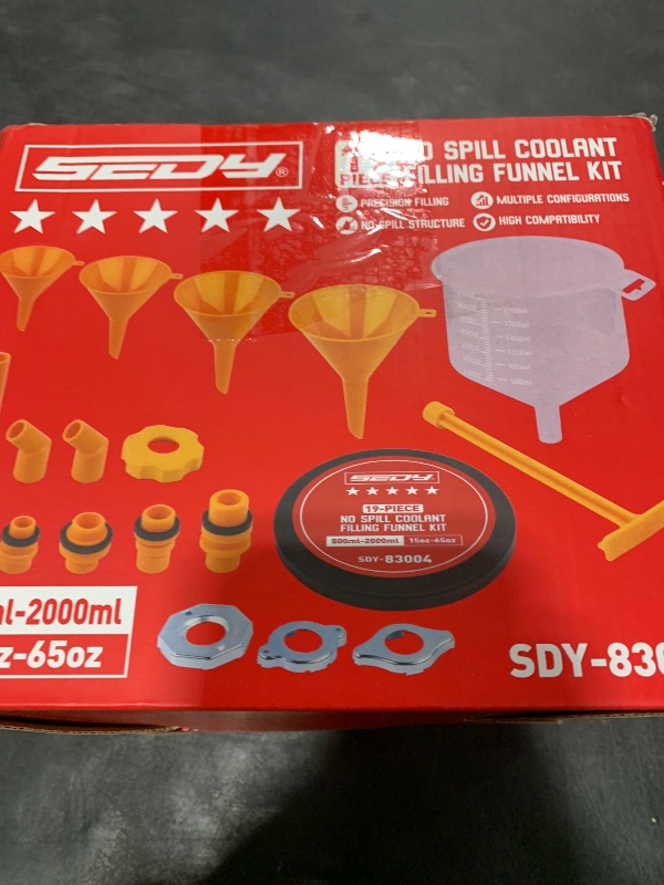 Photo 1 of Ultimate No Spill Coolant Funnel Kit - 19-Piece Spill-Free Radiator Funnel Set, Spill Proof Radiator Bleeder Kit, Coolant Filling, Radiator Filler, Extra Funnels and Adapters for Universal Vehicle