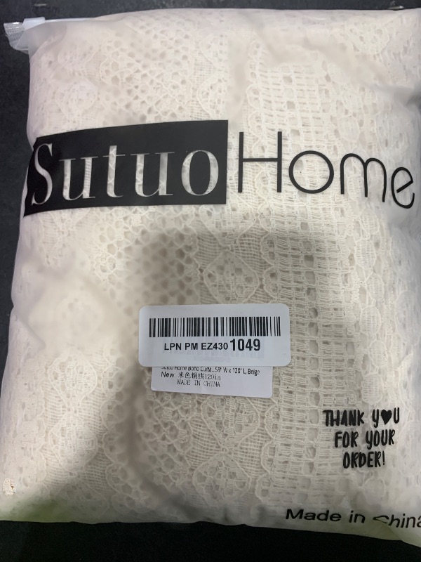 Photo 1 of Sutuo Home Boho Curtains 120 inches for Bedroom Living Room Patio Doorway, Crochet Lace Sheer Bohemian Extra Long with Tassels,Window Treatment Drape, Single 1 Panel 59" W x 120" L, Beige