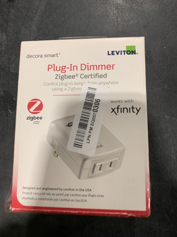 Photo 1 of Leviton Decora Smart Plug-in Dimmer, Zigbee Certified, DG3HL-1BW, White