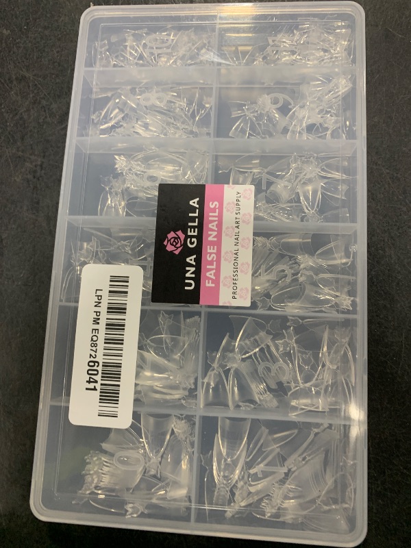 Photo 1 of UNA GELLA Gel Nail Tips Almond Shape: 504pcs Medium Almond Nail Tips Half Cover Upgrade Soft Gel Matte Design for DIY Press On Nails Acrylic False Nails Tips 12 Sizes