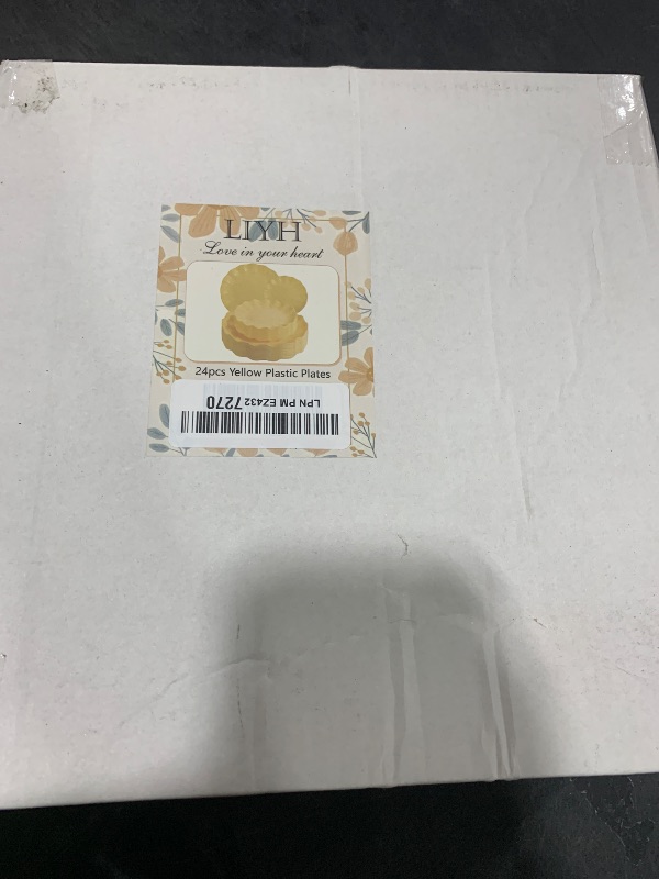Photo 1 of LIYH 24 Pcs Yellow Plastic Plates Reusable, Unbreakable Dinner Plates, Salad Plate, Microwave & Dishwasher Safe, Plate Sets Perfect for Parties,Birthday,Picnics (12guests)