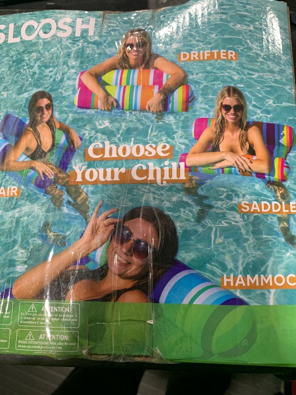 Photo 1 of 2 Pack Inflatable Pool Float Hammock, Multi Purpose Swimming Raft, Water Lounges, Pool Accessories (Saddle, Lounge Chair, Hammock, Drifter), Beach, Outdoor