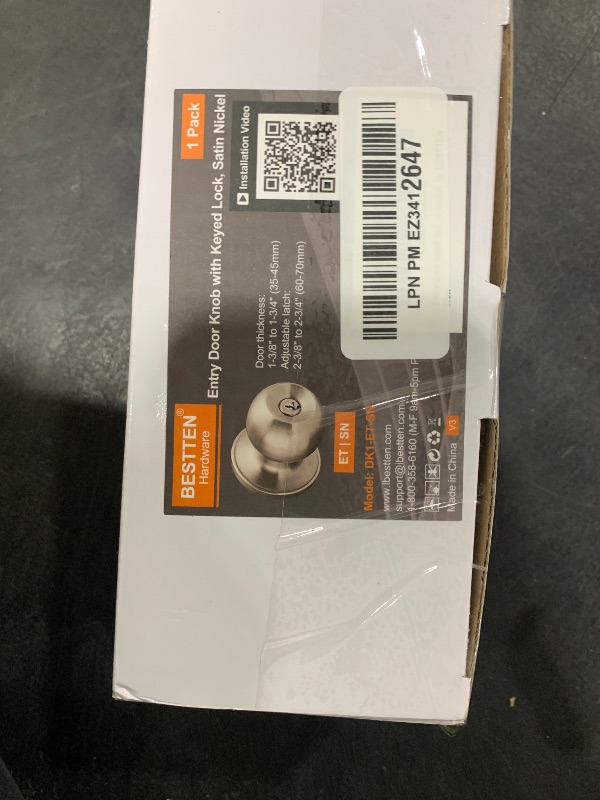 Photo 1 of BESTTEN Keyed Entry Door Knob with Lock, Interior and Exterior Door Lock, Standard Ball, Satin Nickel