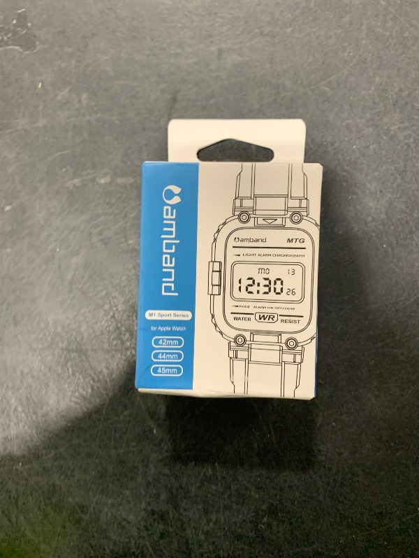 Photo 1 of amBand Bands Compatible with Apple Watch 9/8/7/SE (3/2/1)/6/5/4 45mm/44mm Case for Men, M1 Sport Series Rugged Case Protective Cover for iWatch SE3/SE2/6/SE/5/4/3 42/44/45mm Men Black