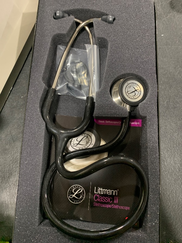 Photo 1 of 3M Littmann Classic III Monitoring Stethoscope, 5620, More Than 2X as Loud, Weighs Less, Stainless Steel Chestpiece, 27" Black Tube