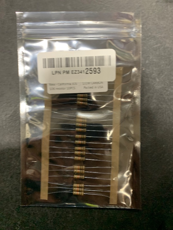 Photo 1 of California JOS 10K Ohm Carbon Film Single Fixed Resistor 1/2 W (0.5 Watts) 5% Tolerance, (10K R, 10K ohm, 10K ?) Resistor (10 Pack)