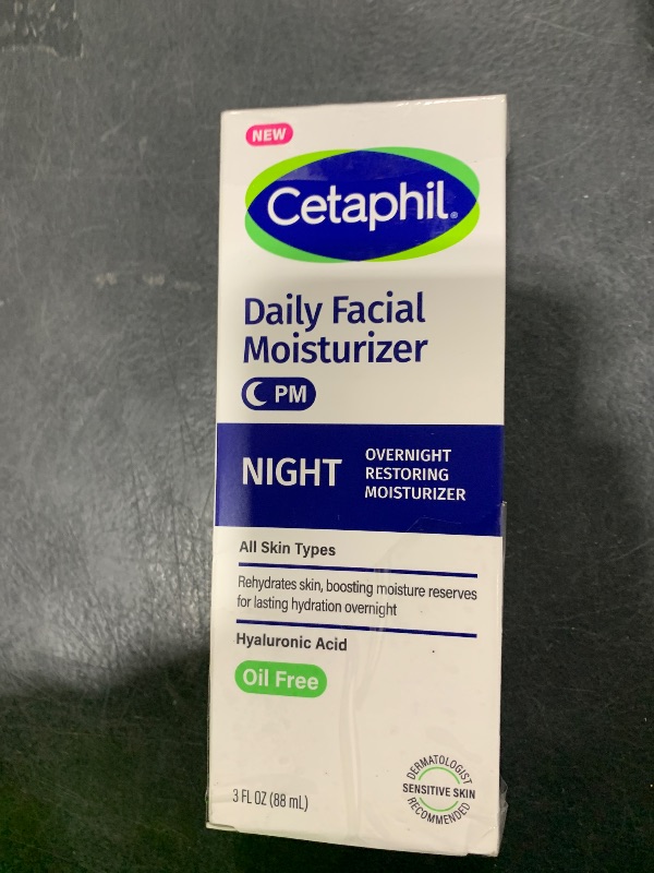 Photo 1 of Cetaphil Night Moisturizer for Face, Hydrating Facial Moisturizer with Hyaluronic Acid, For All Skin Types, Lightweight and Non-Comedogenic, Dermatologist Recommended for Sensitive Skin, 3oz