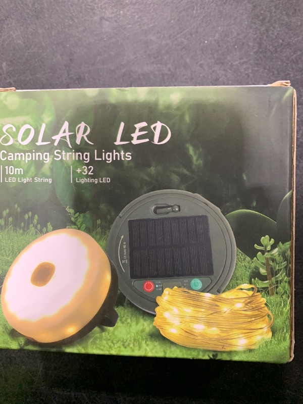 Photo 1 of Solar Camping String Lights, 32.8FT Fairy String Lights 130LEDs, 4 In 1 Portable Waterproof Camp Lamp with 8 Mode, Hanging Rechargeable Tent Lantern for Awning Garden Yard Party Christmas Decorations