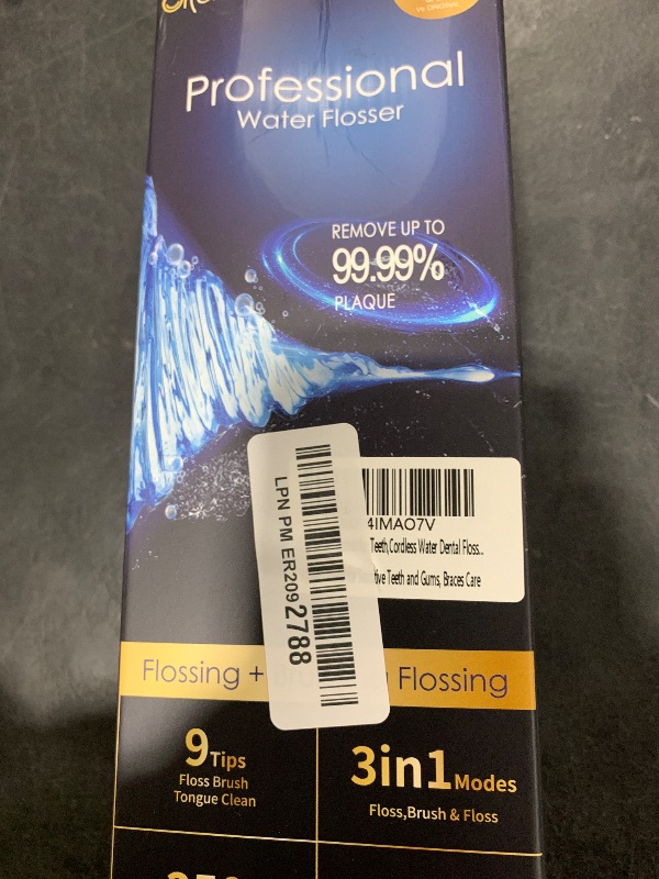 Photo 1 of Cordless Water Flosser for Teeth Cleaning Pick, U-Shaped Flossing Head for 360° Deep Clean, 5 Modes & 9 Jet Tips, IPX7 Waterproof, Rechargeable & Portable Oral Irrigator for Travel, 350ML Large Tank
