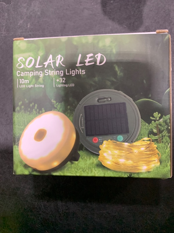 Photo 1 of Solar Camping String Lights, 32.8FT Fairy String Lights 130LEDs, 4 In 1 Portable Waterproof Camp Lamp with 8 Mode, Hanging Rechargeable Tent Lantern for Awning Garden Yard Party Christmas Decorations