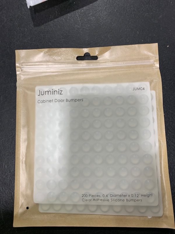 Photo 1 of Juminiz 200 Pieces Cabinet Door Bumpers, 0.4inch Round Silicone Clear Self Adhesive Bumper Stopper for Cabinets Doors and Drawers, Rubber Dots, Pads for Furniture