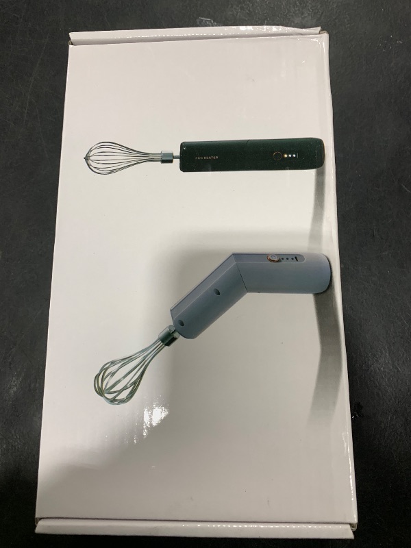 Photo 1 of Cordless Hand Mixer, Foldable Design Handheld Electric Whisk with 3 Speed Modes, Hand Held Egg Beater with 2 Detachable Stir Whisks (Green)