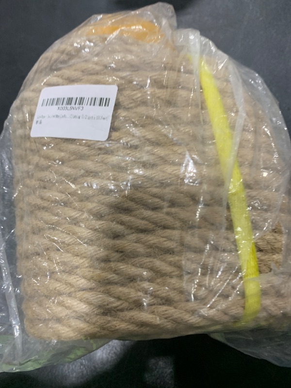 Photo 1 of Jute Rope - Twisted Manila Natural Thick Hemp Rope Multipurpose for Indoor and Outdoor Use, for Docks, Railings, DIY Projects, Home Decorating, Climbing (1/2 inch x 100 Feet)