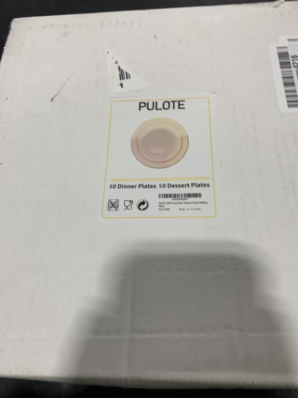 Photo 1 of PULOTE 100PCS Ivory Plastic Plates - Cream Plastic Disposable Heavy Duty for Party - Include 50 Each (Dinner & Dessert) Plates