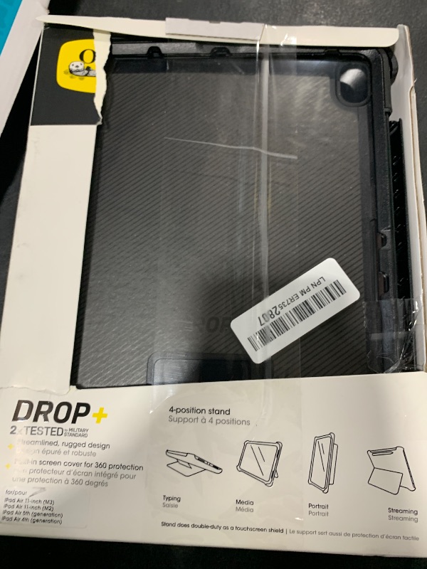 Photo 1 of OtterBox Defender Series Case for iPad Air 11-inch (M3) & (M2) - Black, Rugged, Durable, Multi-Layer Protection